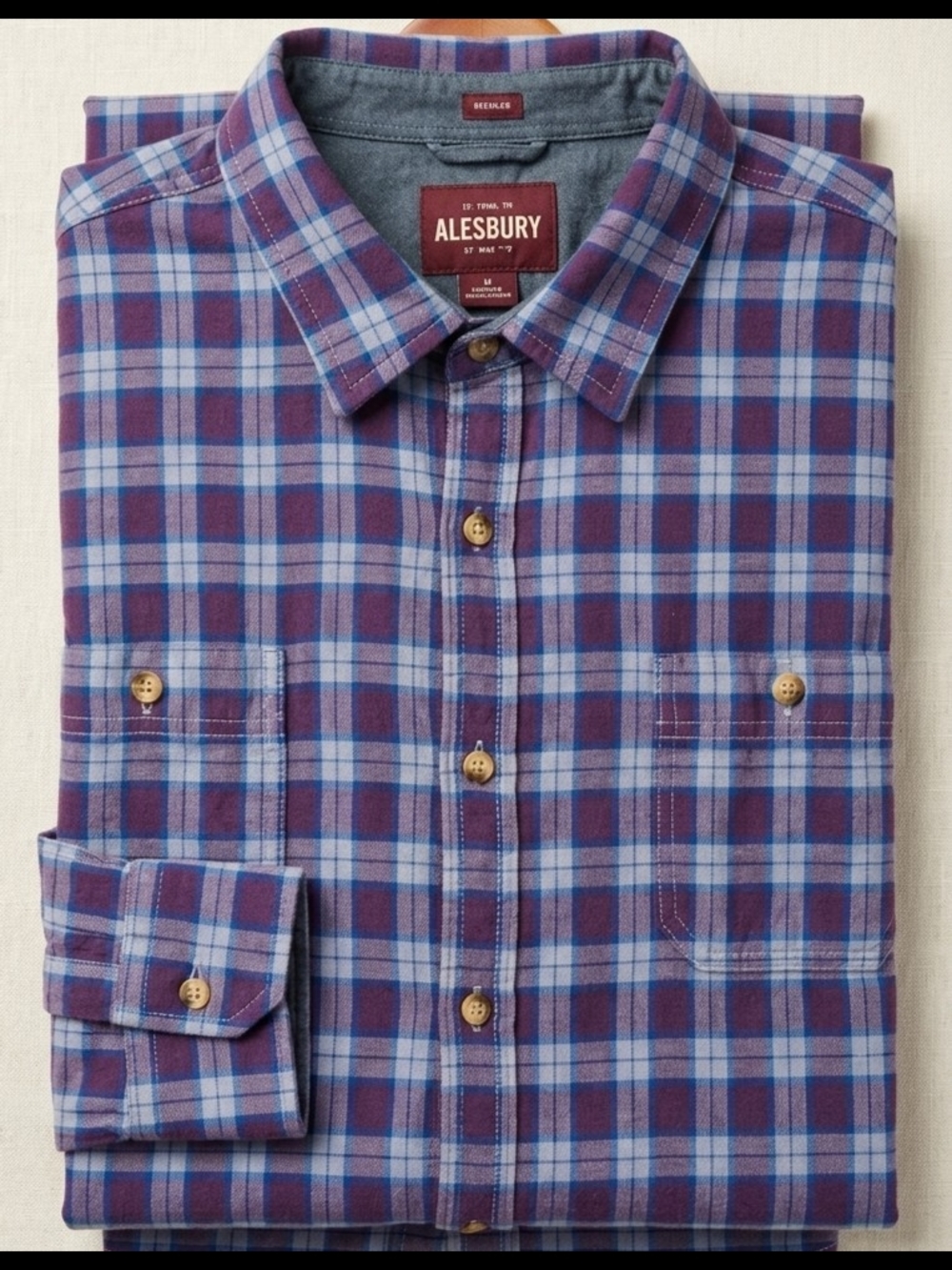 Alesbury Men's Blue & Purple Plaid Button-Down Shirt